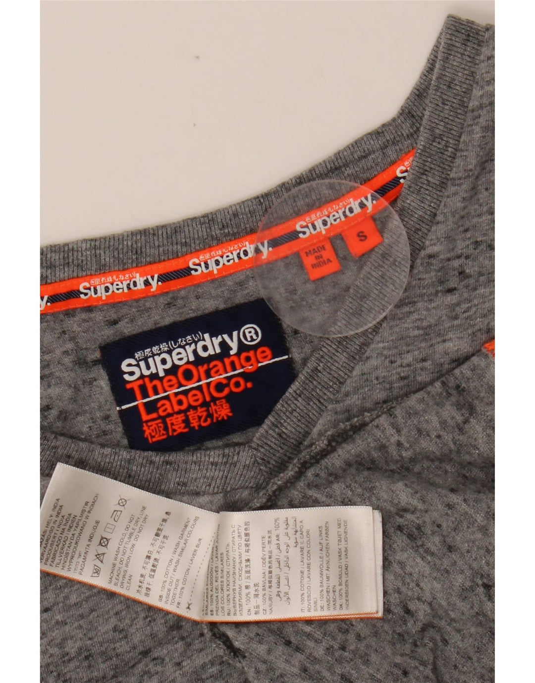 T-shirt da uomo SUPERDRY Top piccolo in cotone chiazzato grigio