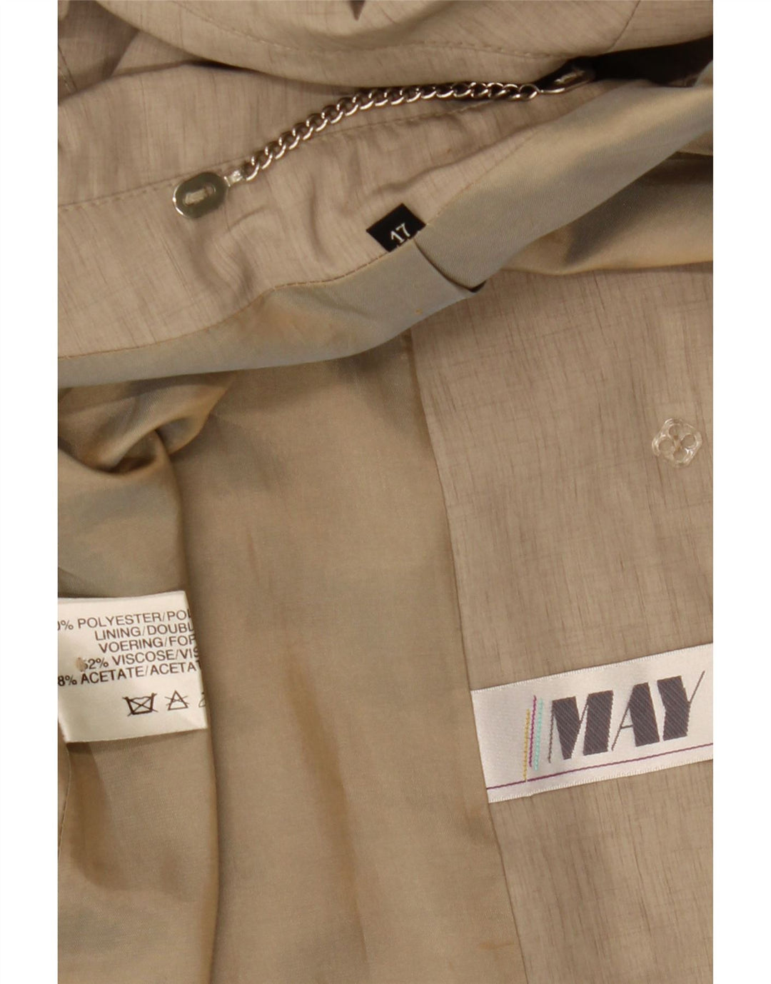 Trench vintage da donna con maniche a 3/4 UK 17 grande poliestere beige