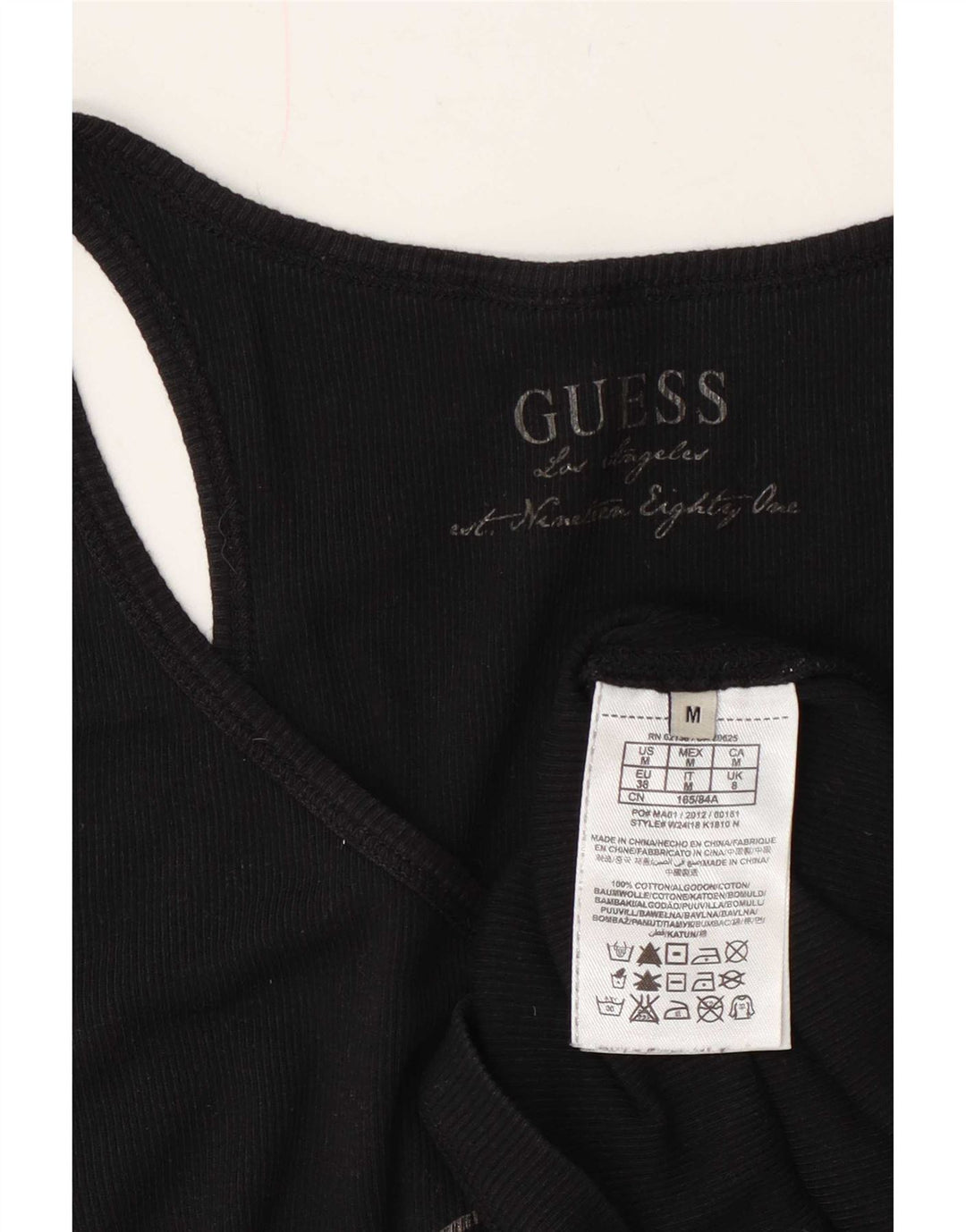 Canotta grafica da donna Guess UK 8 piccola in cotone nero