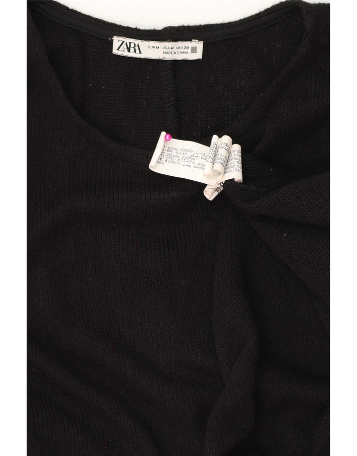 Top in camicetta poncho da donna Zara UK 14 viscosa nera media