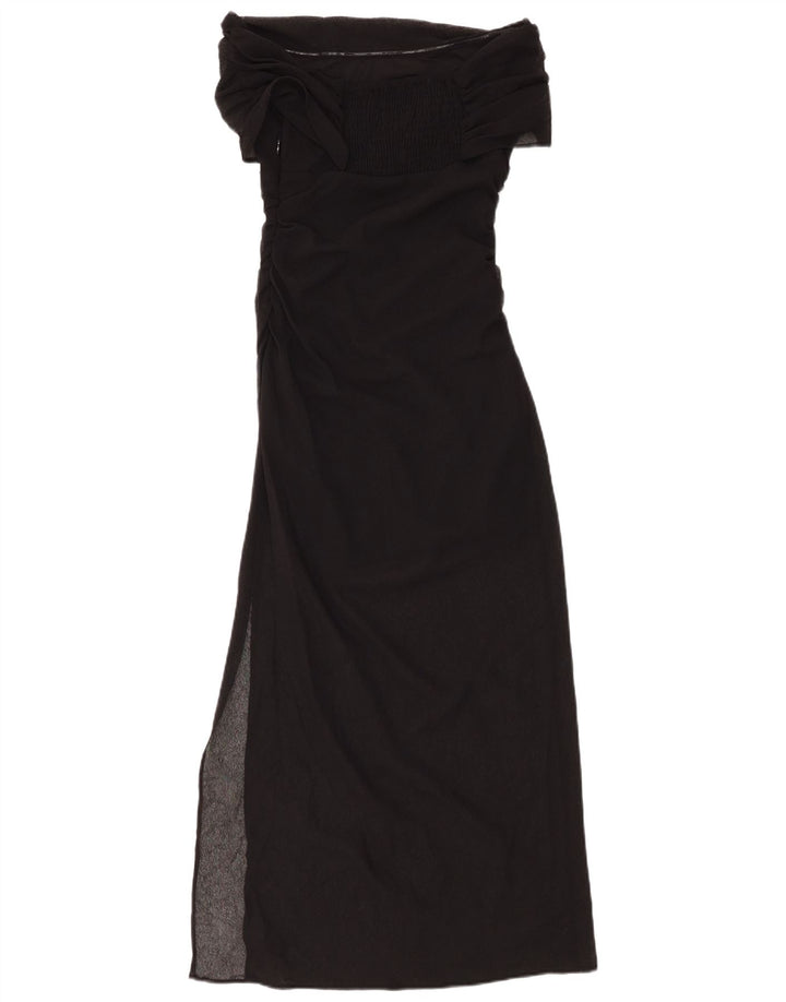 Abito maxi con spalle scoperte ZARA da donna UK 8 piccolo poliestere nero