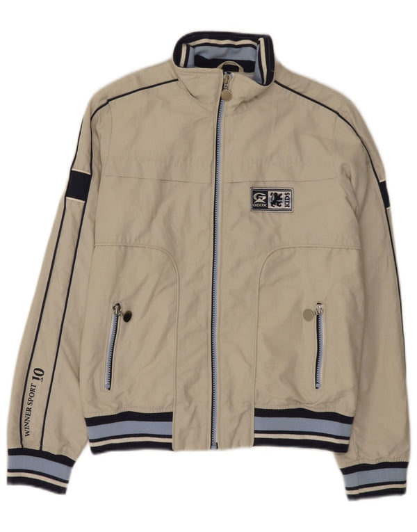 Giubbotto bomber grafico Geox per ragazzi 11-12 anni in cotone color block beige