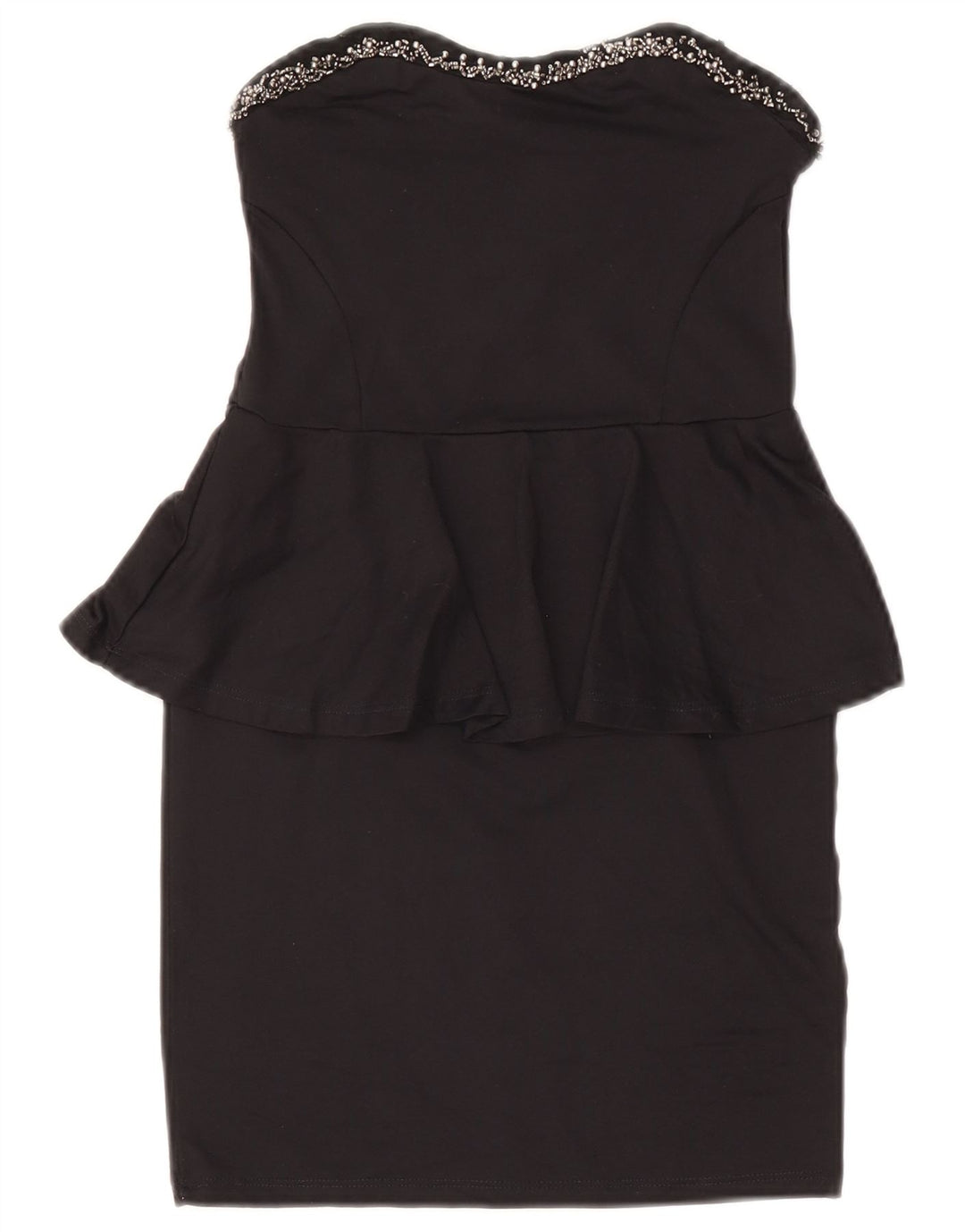Abito peplo senza spalline da donna Zara UK 10 piccolo nero in poliammide