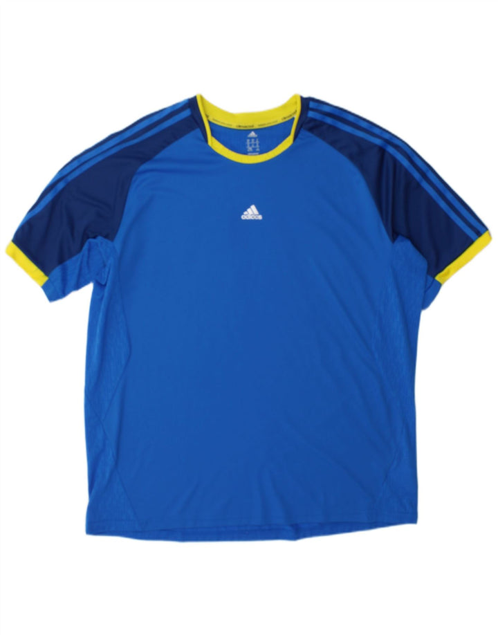 Adidas Uomo Climacool T-shirt Top XL Blu Colourblock Poliestere