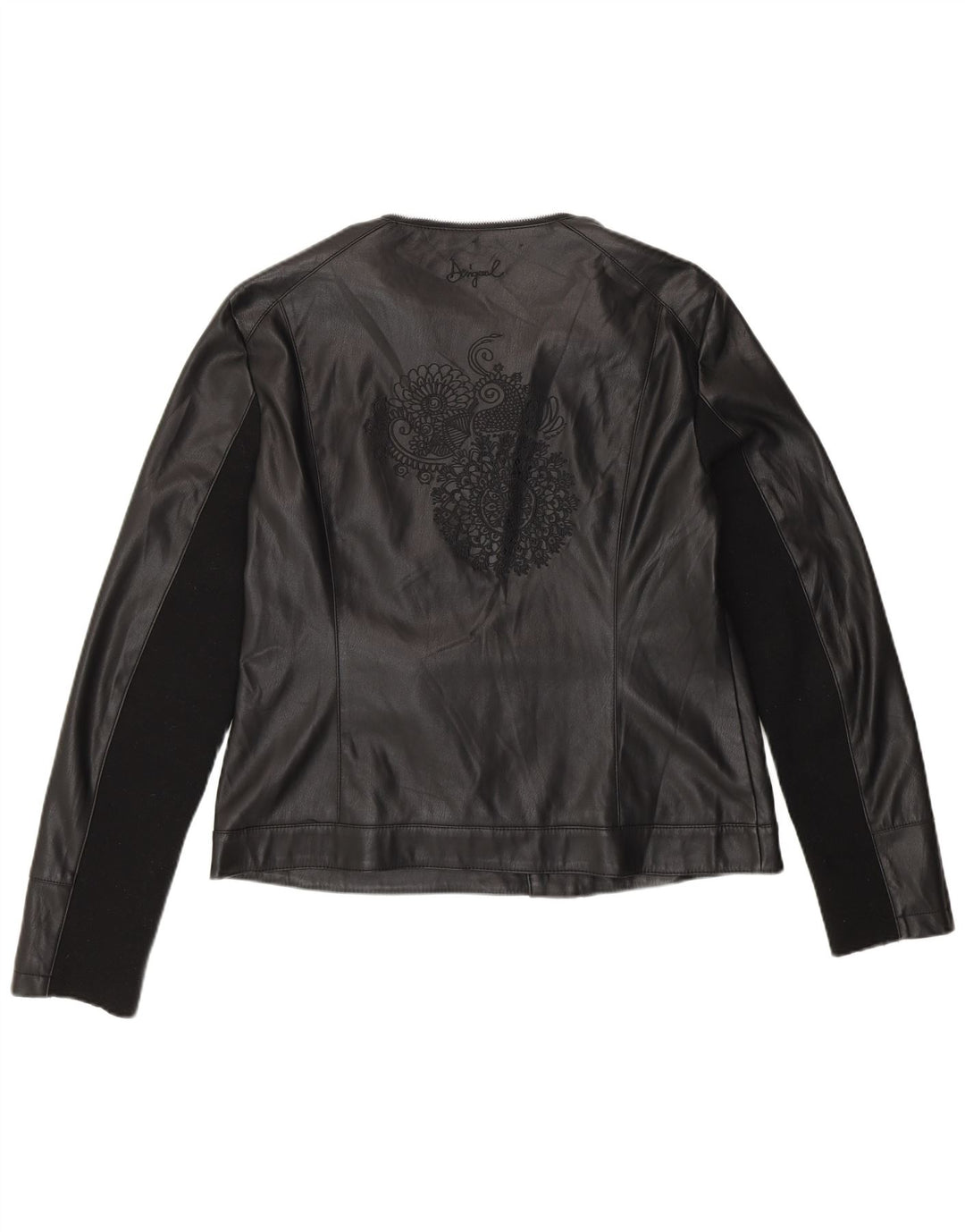Desigual Giacca da motociclista da donna in ecopelle EU 46 XL Nero Poliuretano