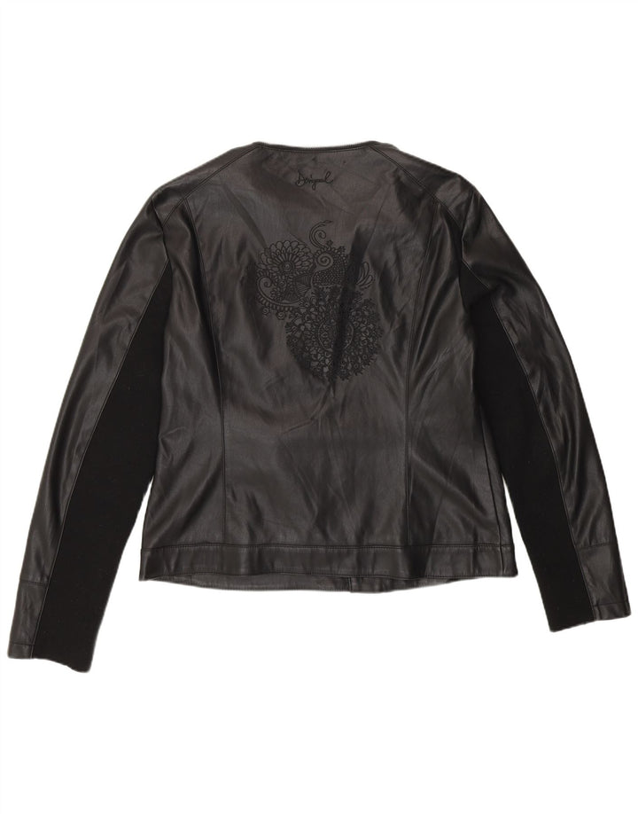 Desigual Giacca da motociclista da donna in ecopelle EU 46 XL Nero Poliuretano