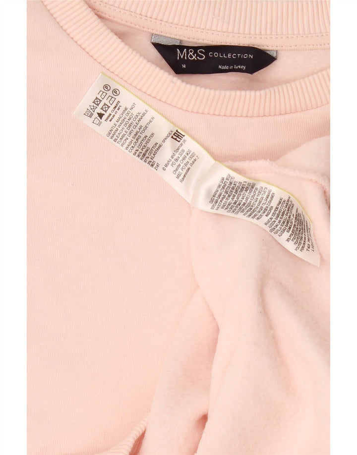 MARKS & SPENCER Womens Sweatshirt Jumper UK 14 Large Pink Cotton Vintage Marks & Spencer and Second-Hand Marks & Spencer from Messina Hembry 