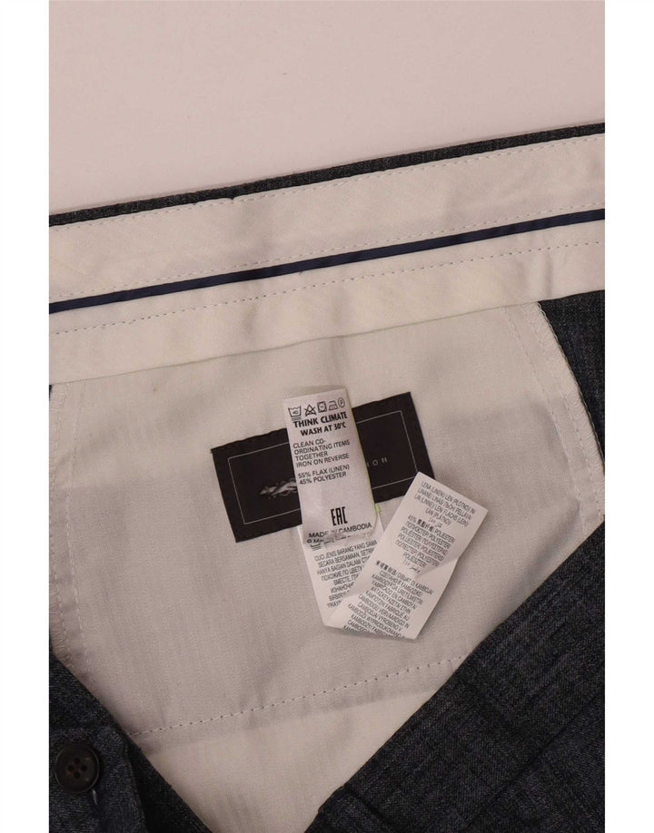 Pantaloni da abito dritti da uomo Marks & Spencer W42 L31 Lino grigio