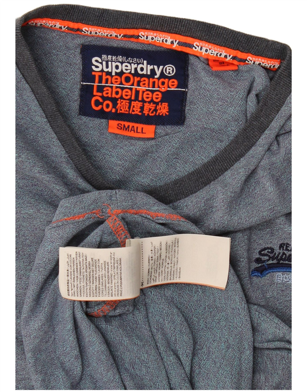 T-shirt da uomo Superdry Top Small in cotone blu navy