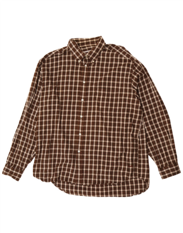 Camicia Fila da uomo in flanella XL in cotone a quadri marrone