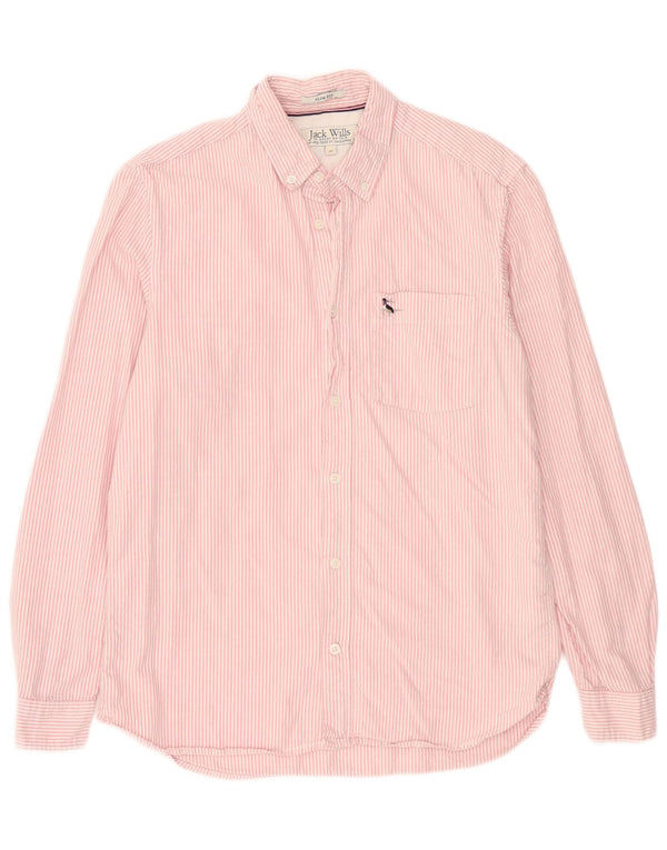 Camicia slim fit da uomo Jack Wills XS cotone gessato rosa
