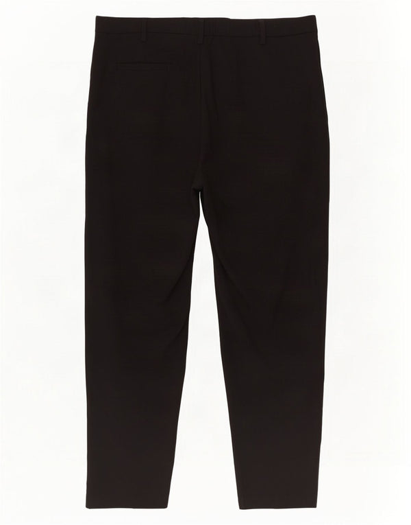 Pantaloni da abito a vita alta da donna Marks & Spencer UK 16 Large W34 L27 Nero