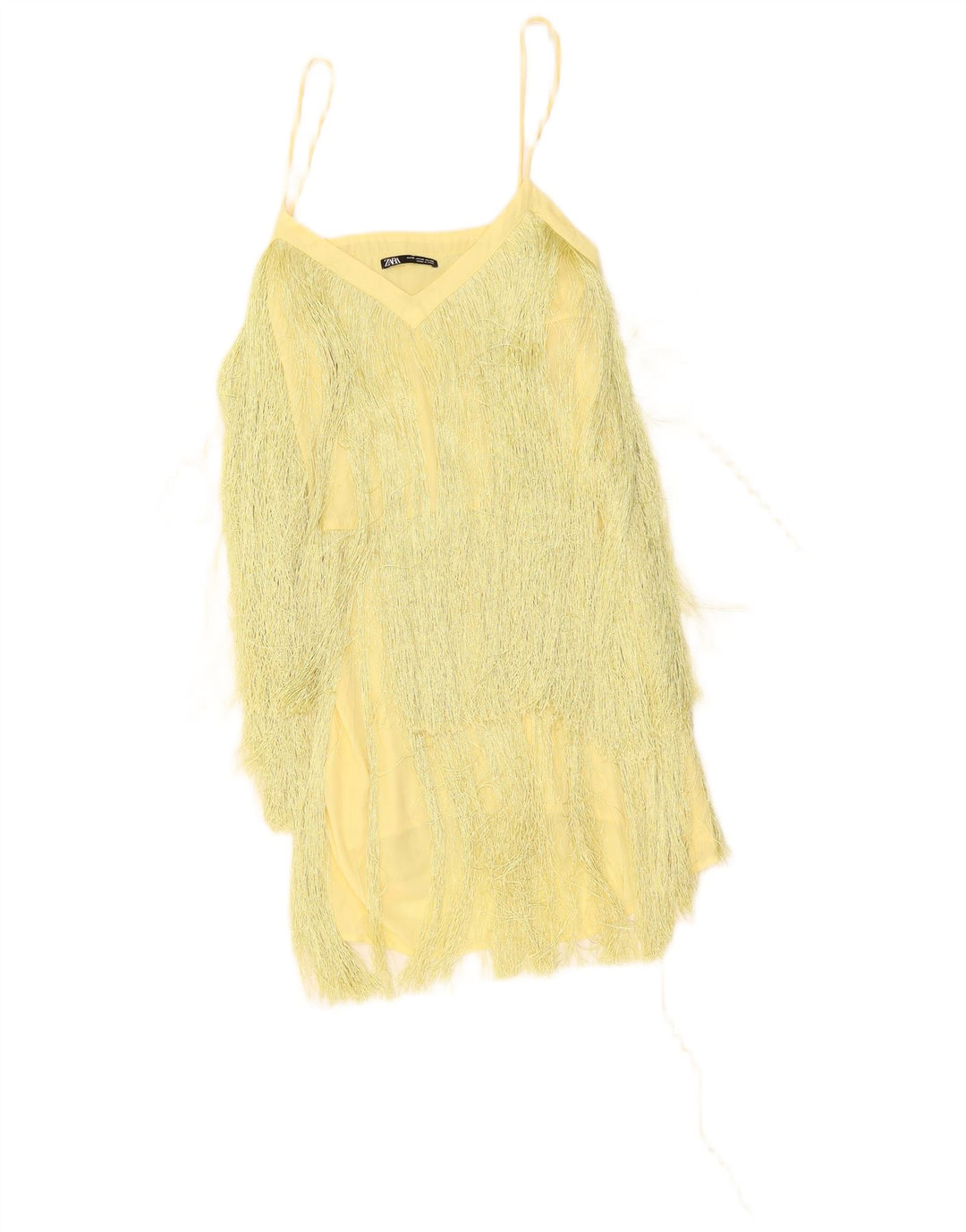 Abito Charleston da donna Zara UK 12 Poliestere giallo medio