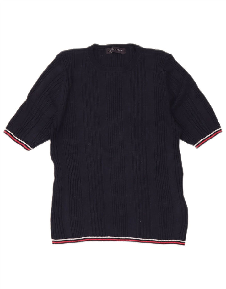 MARKS & SPENCER maglione maglione girocollo da donna UK 14 grande blu navy