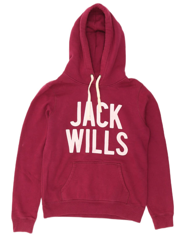 Maglione con cappuccio grafico da donna Jack Wills UK 12 Cotone bordeaux medio