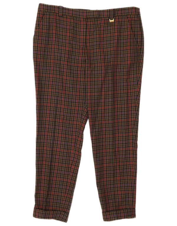 Pantaloni cropped slim da donna Luisa Spagnoli IT 48 XL W36 L27 Khaki Gingham