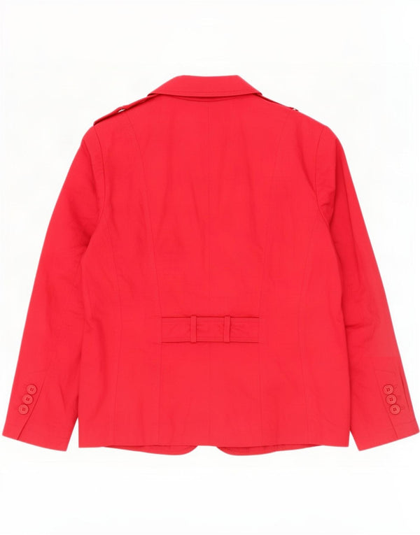 Giacca blazer militare a 3 bottoni da donna Bianca UK 18 XL cotone rosso