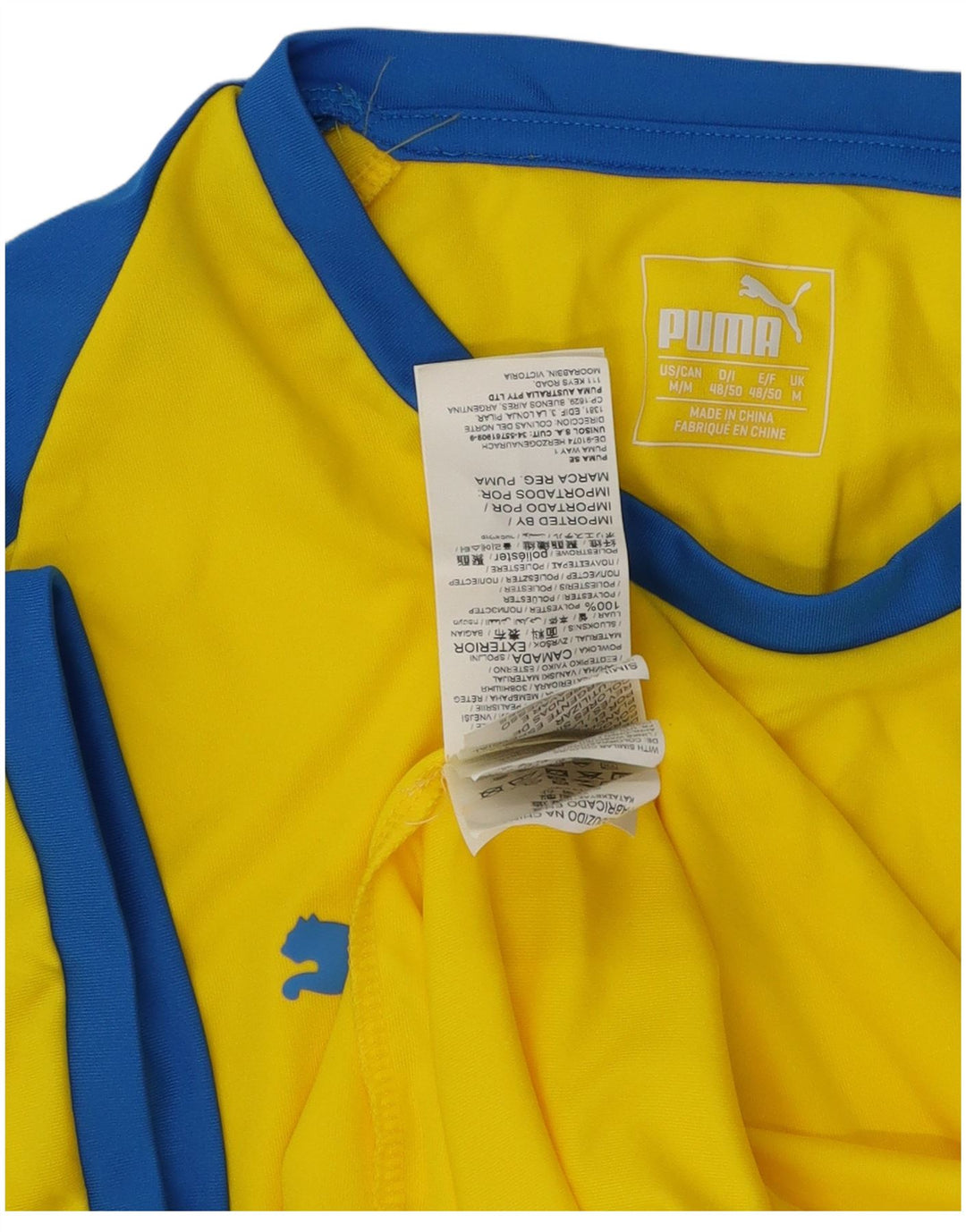 T-shirt da uomo Puma Top in poliestere color block giallo medio