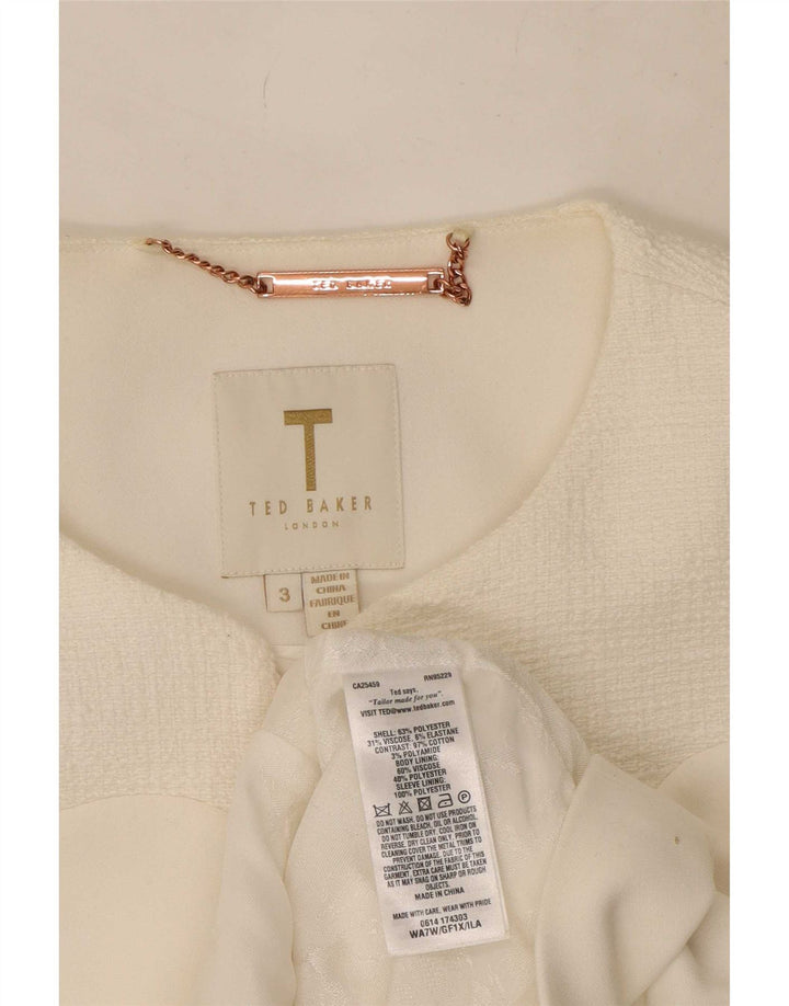 Giacca blazer corta da donna Ted Baker taglia 3 poliestere bianco medio