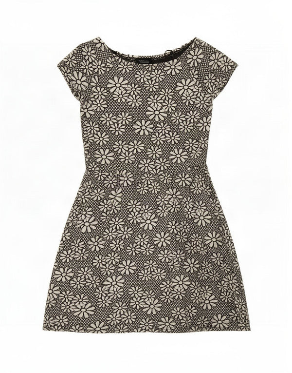 Topshop Abito da donna a trapezio UK 10 Piccolo cotone floreale grigio