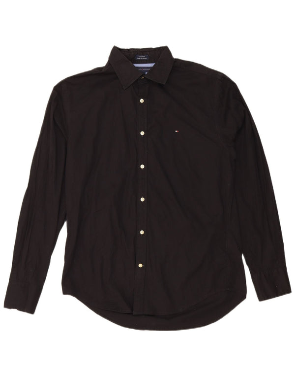 Tommy Hilfiger Mens Custom Fit Shirt Medium Black Cotton