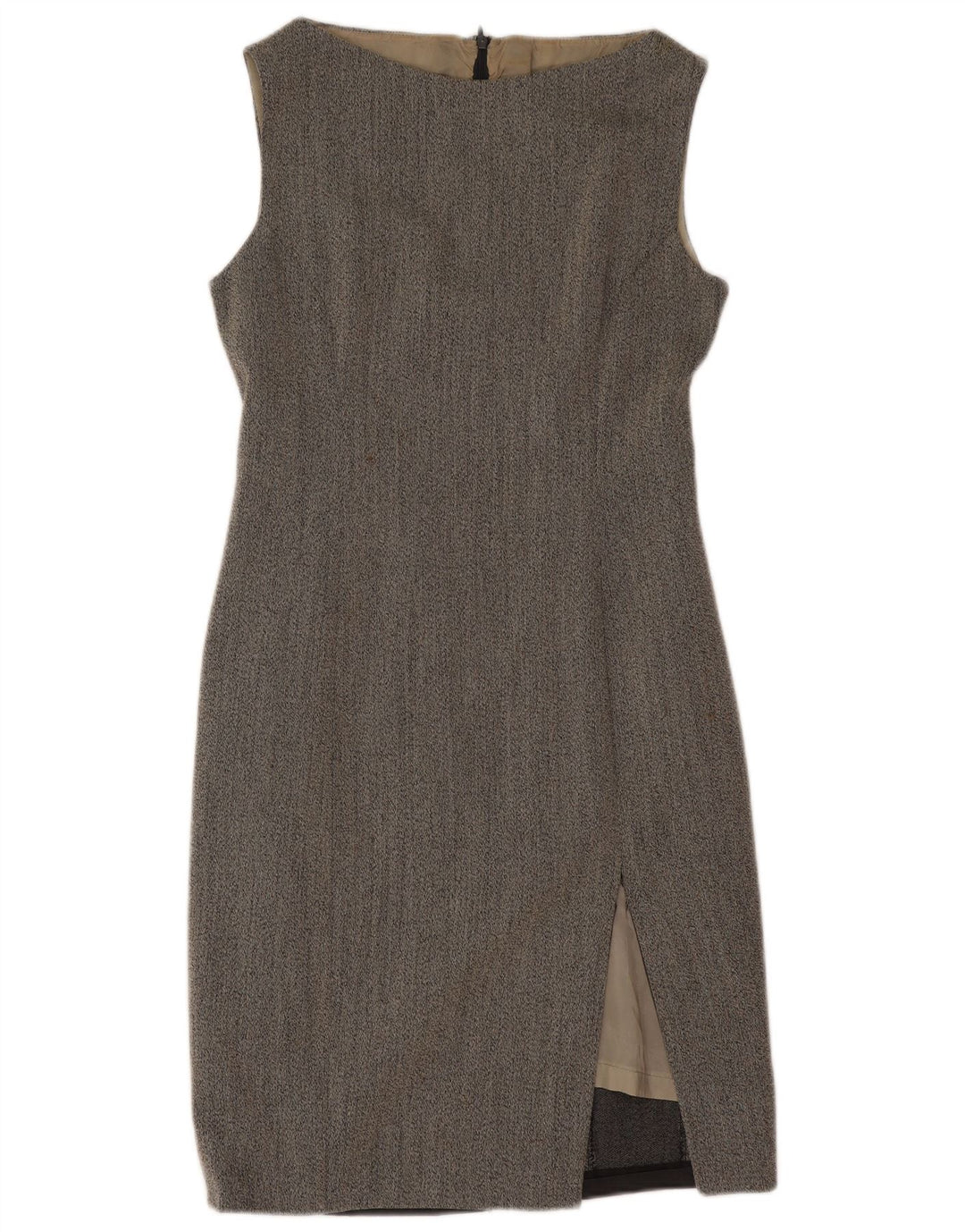 Abito tubino senza maniche vintage da donna UK 12 Grigio medio