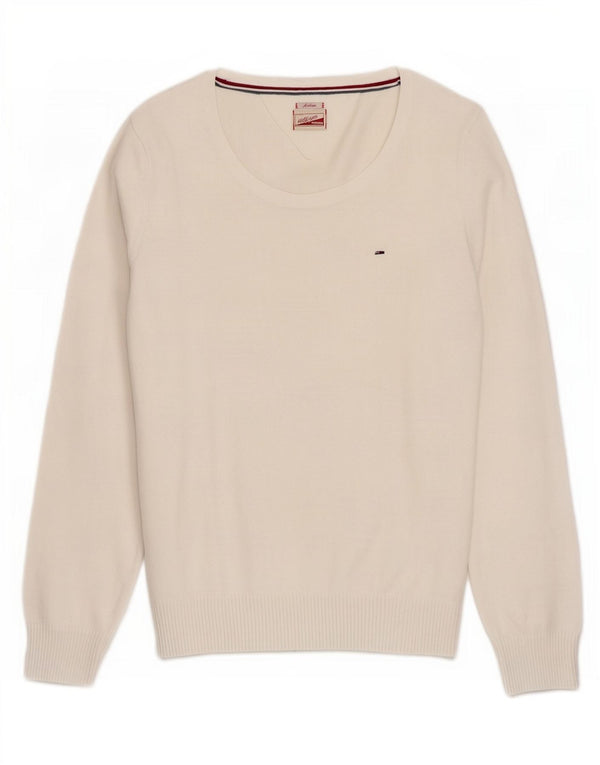 Maglione maglione con scollo a barca da donna Tommy Hilfiger UK 12 medio bianco