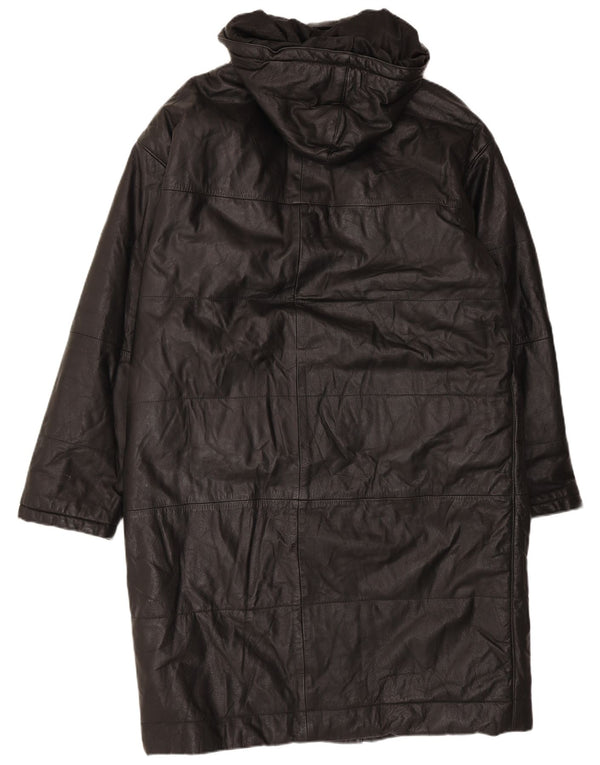Cappotto in pelle con cappuccio da donna Orfatti IT 48 XL Nero