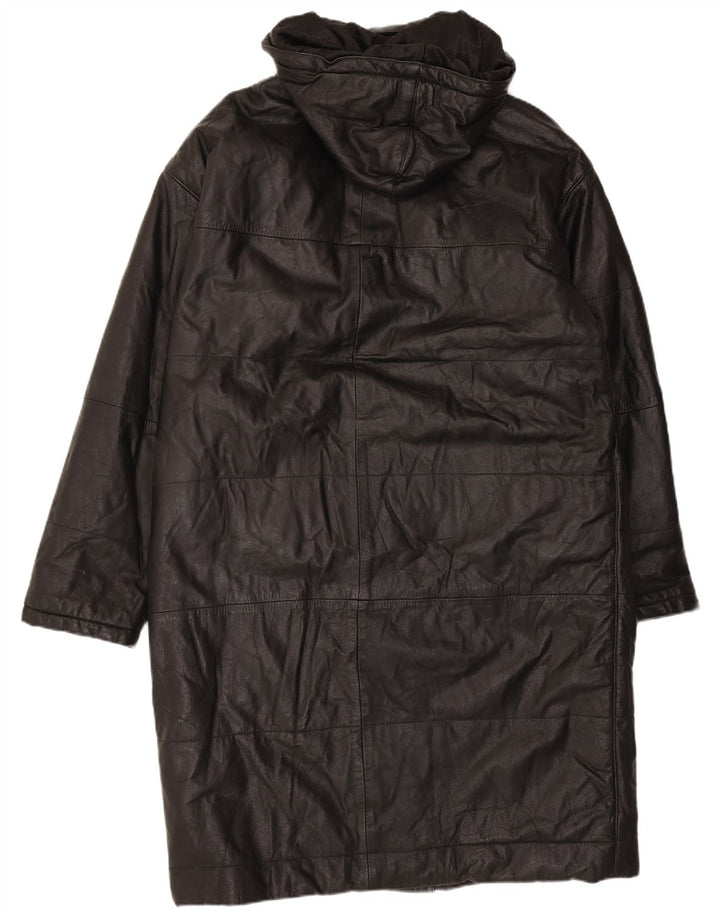 Cappotto in pelle con cappuccio da donna Orfatti IT 48 XL Nero