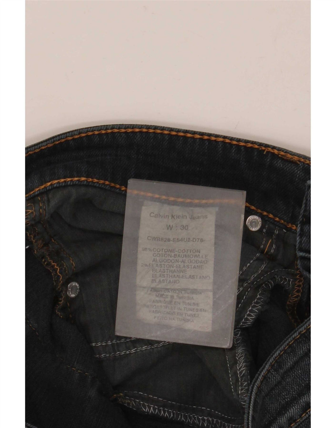 Jeans dritti da donna Calvin Klein W30 L26 cotone blu navy