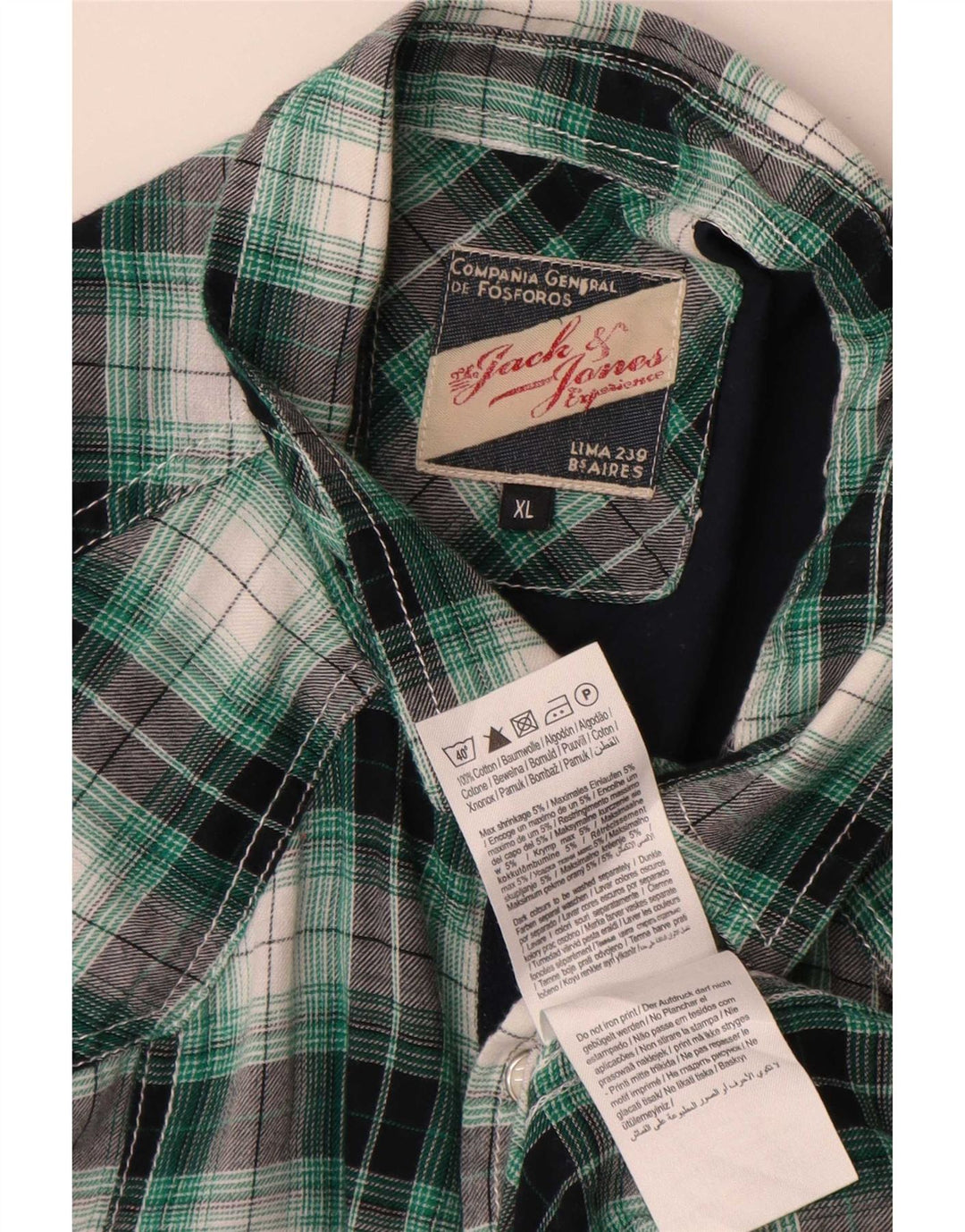 Camicia da uomo in flanella Jack & Jones XL in cotone a quadri verdi