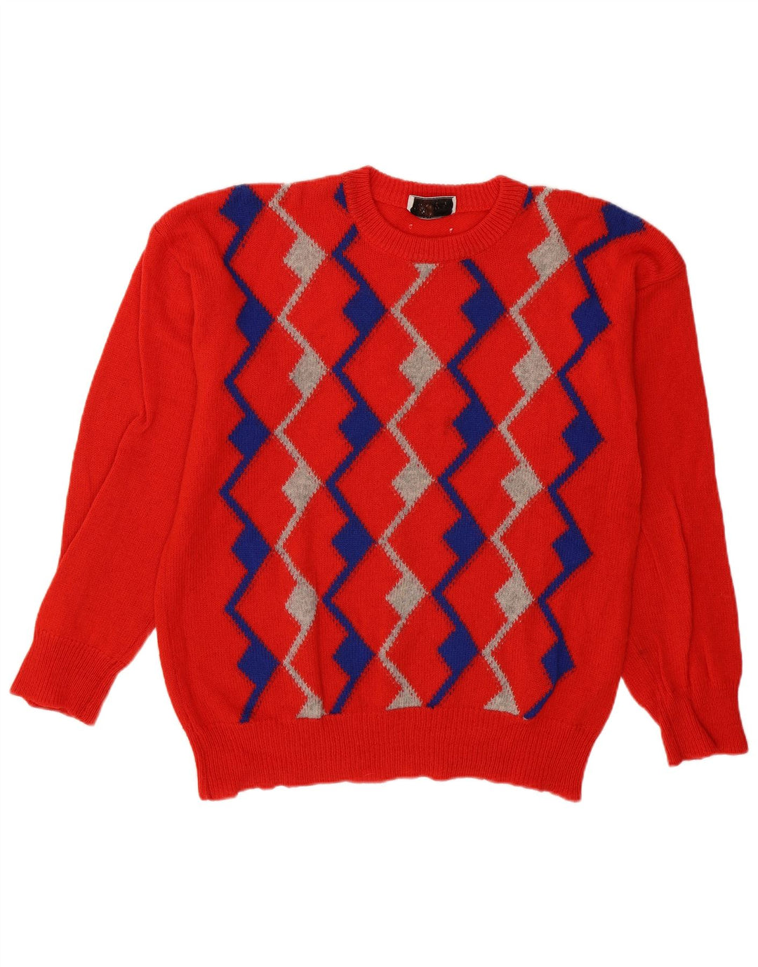 Maglione maglione girocollo da uomo vintage grande rosso a rombi/diamante