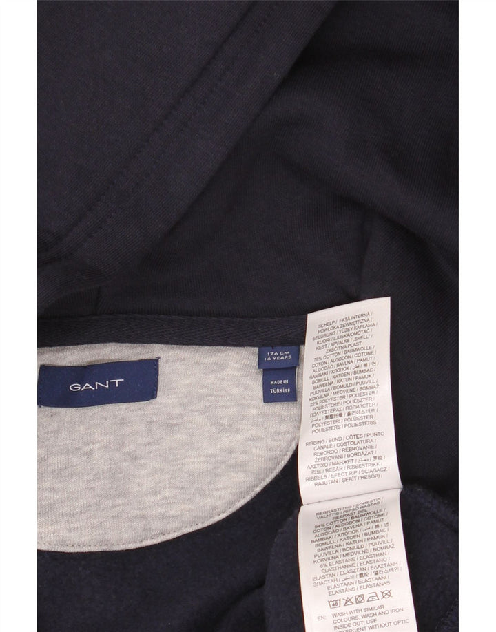 GANT Felpa con cappuccio e zip grafica per ragazzi 15-16 anni in cotone blu navy