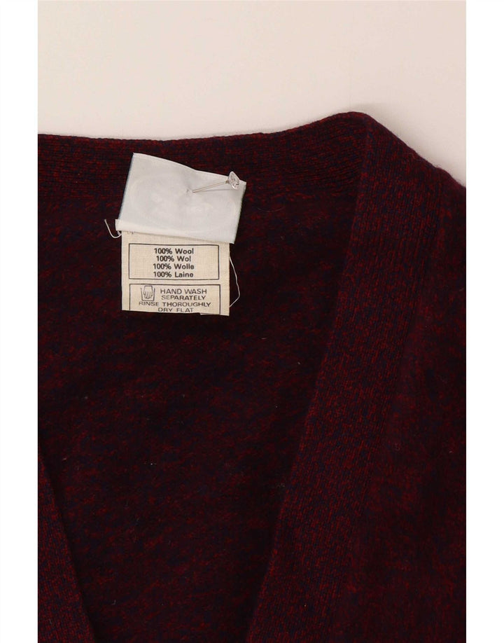 Maglione cardigan da uomo Laura Ashley piccolo in lana screziata bordeaux
