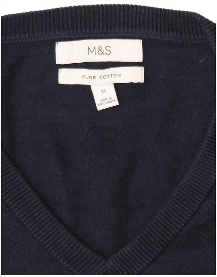 Maglione da uomo con scollo a V Marks & Spencer XL in cotone blu navy