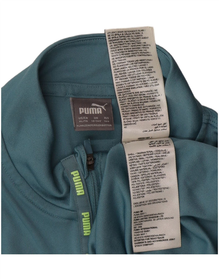 Maglia da tuta Puma da ragazzo con zip e collo, 13-14 anni, in poliestere blu