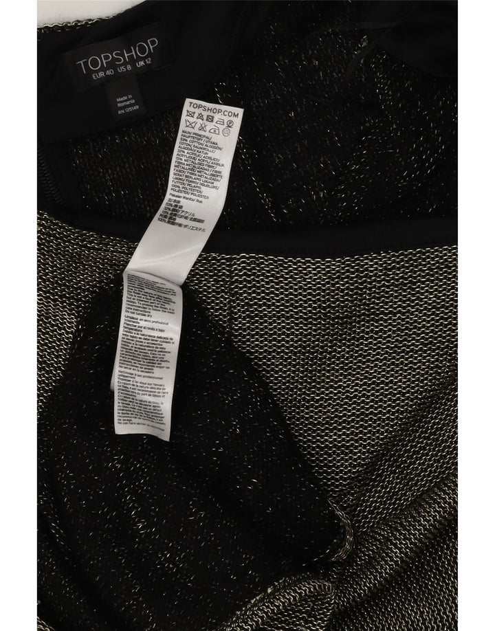 Gonna longuette da donna Topshop UK 12 media W32 poliestere nero
