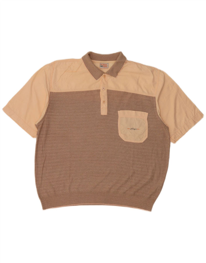Polo da uomo Donny & Max XL in cotone a righe marroni