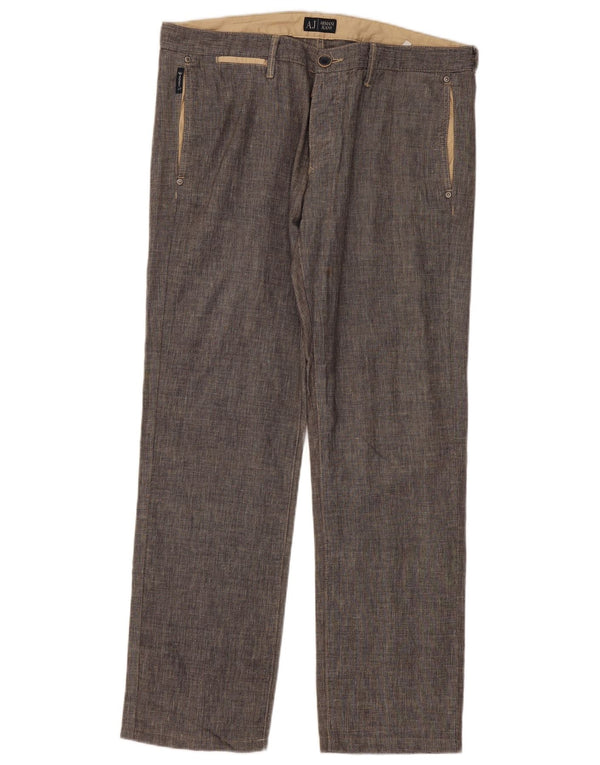 Pantaloni chino dritti da uomo Armani IT 52 XL W38 L31 Cotone grigio