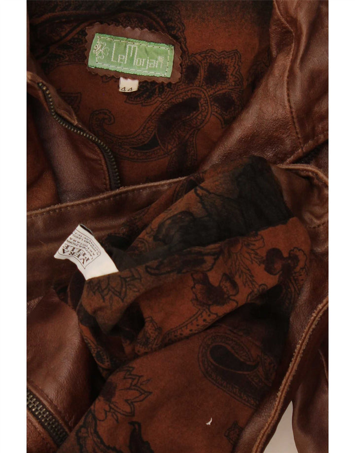 Giacca da corsa in pelle da donna vintage IT 44 Marrone medio