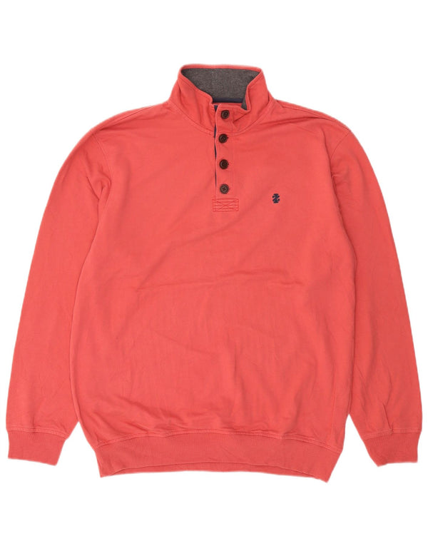Felpa da uomo con collo abbottonato Izod, cotone rosso medio