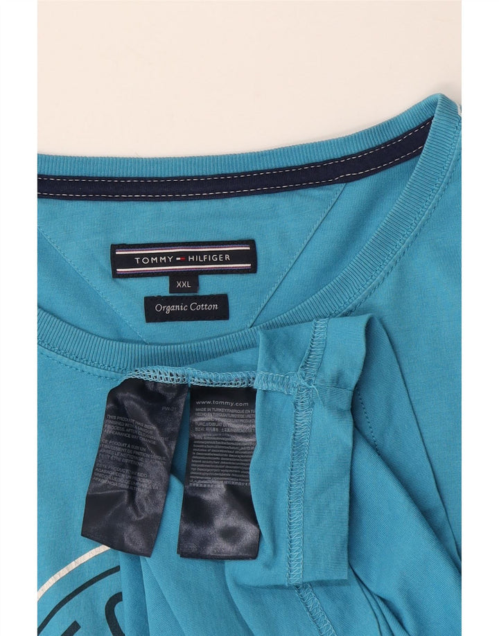 T-shirt grafica da uomo Tommy Hilfiger Top 2XL cotone blu