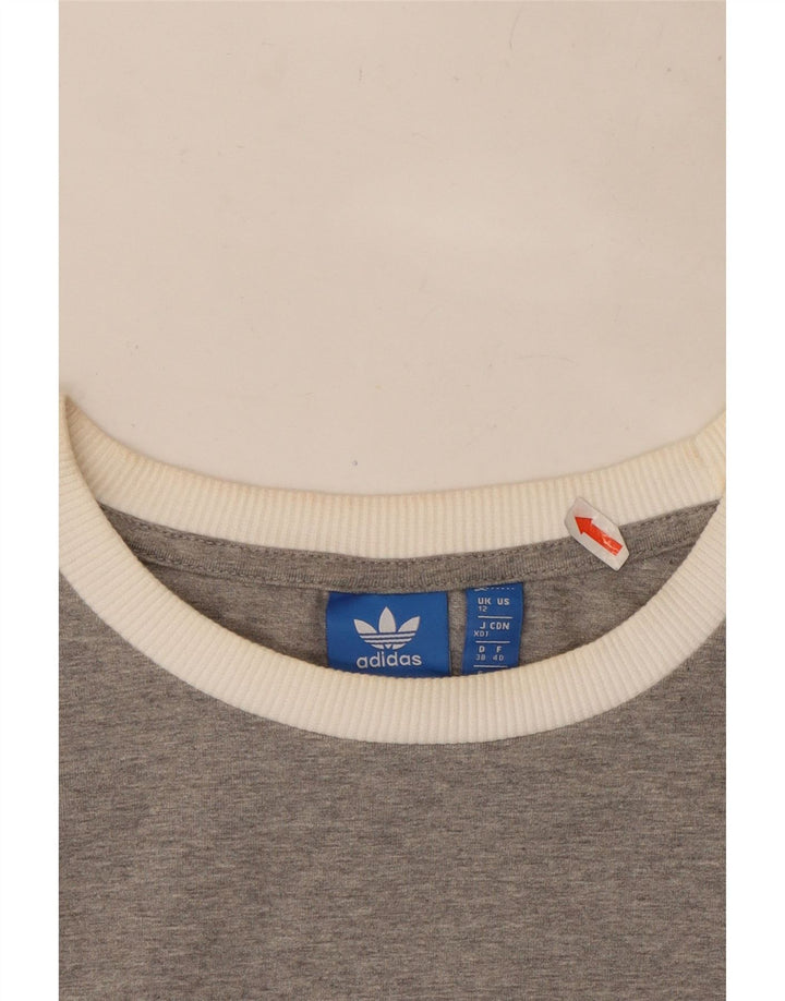 Top Adidas da donna a maniche lunghe UK 12 in cotone chiazzato grigio medio