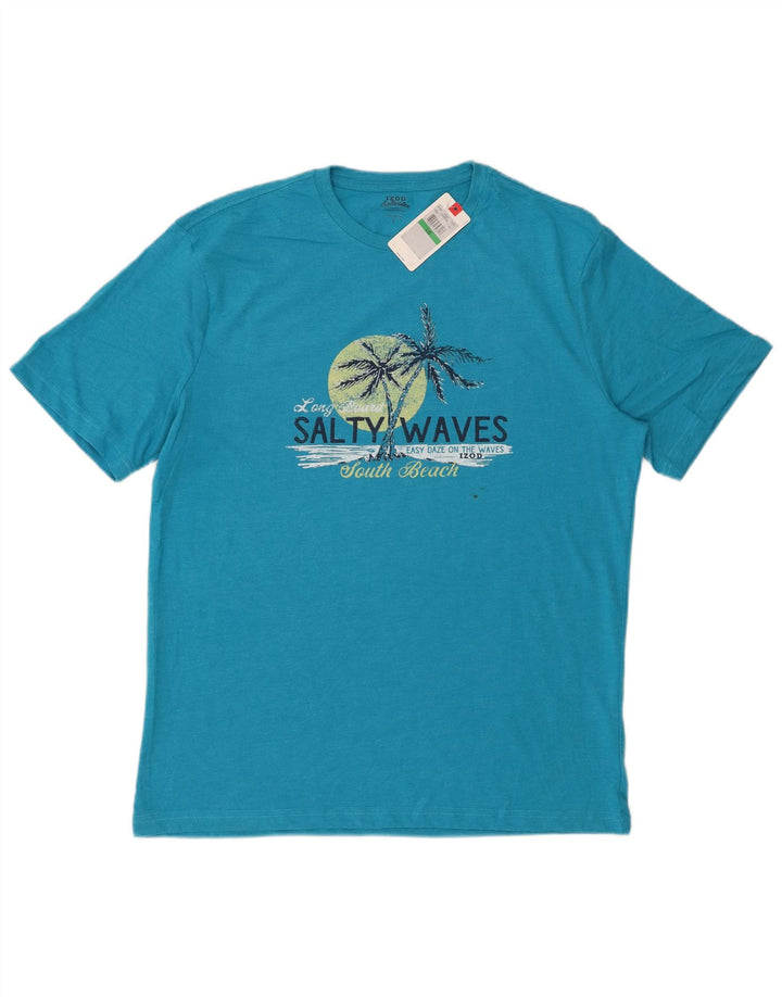 T-shirt grafica da uomo IZOD Salt Water Top grande in cotone blu