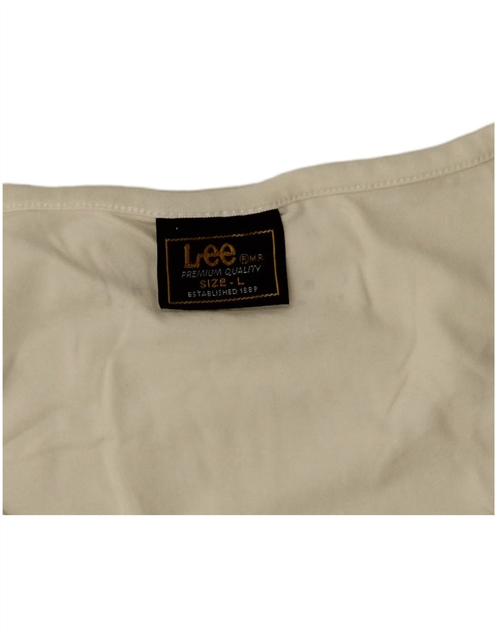 Canottiera corta da donna Lee UK 14 grande cotone bianco sporco