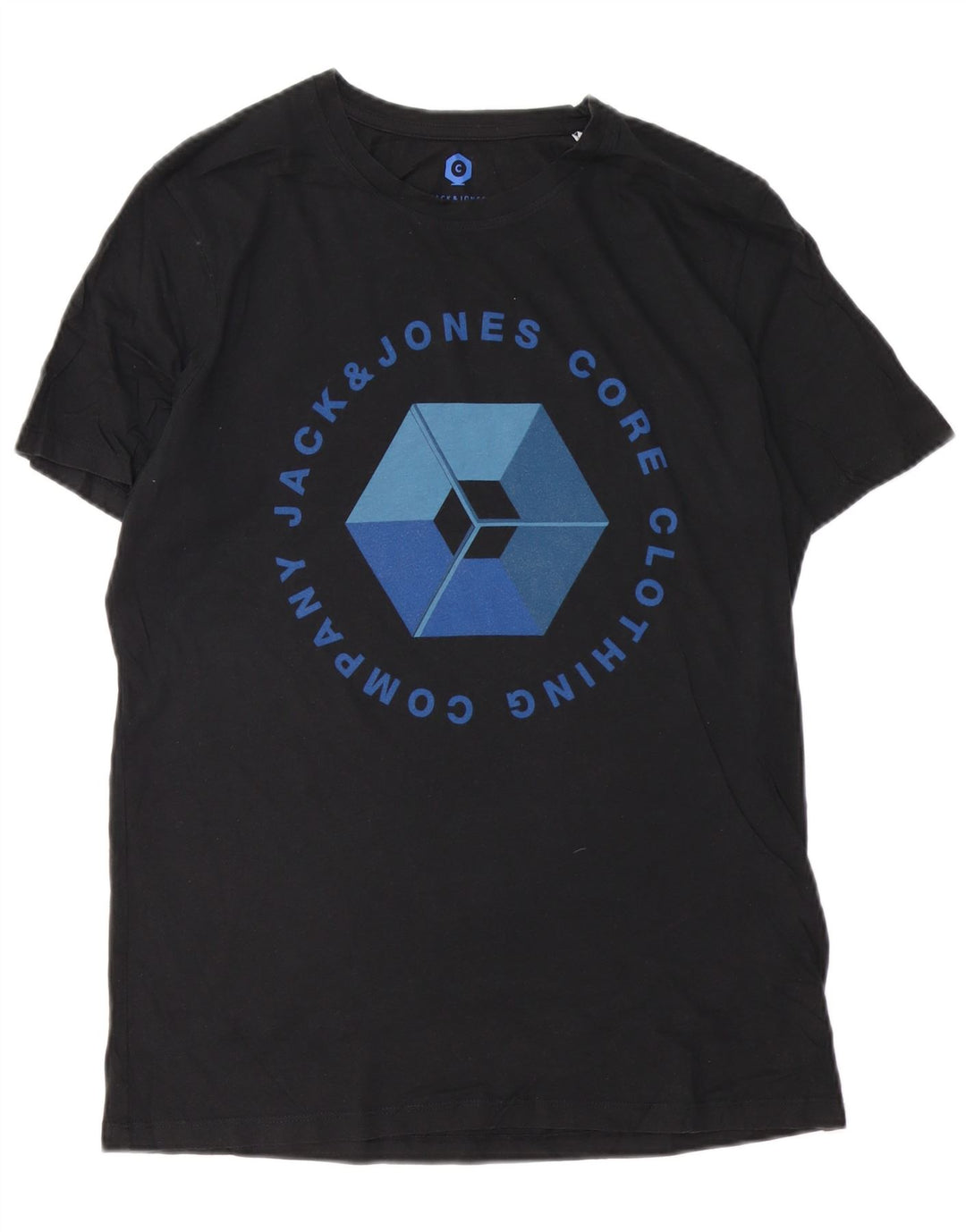 JACK & JONES T-shirt grafica da uomo grande in cotone nero