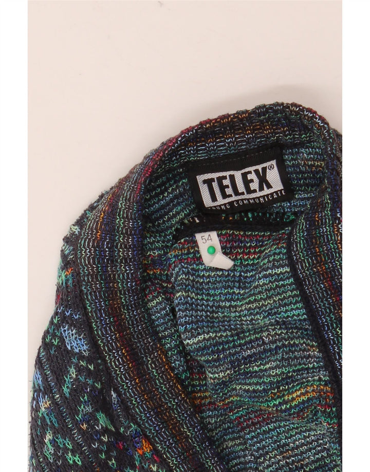 Maglione cardigan vintage da uomo IT 54 XL multicolore geometrico