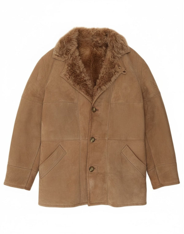 Giacca in shearling vintage da uomo IT 52 XL Shearling marrone