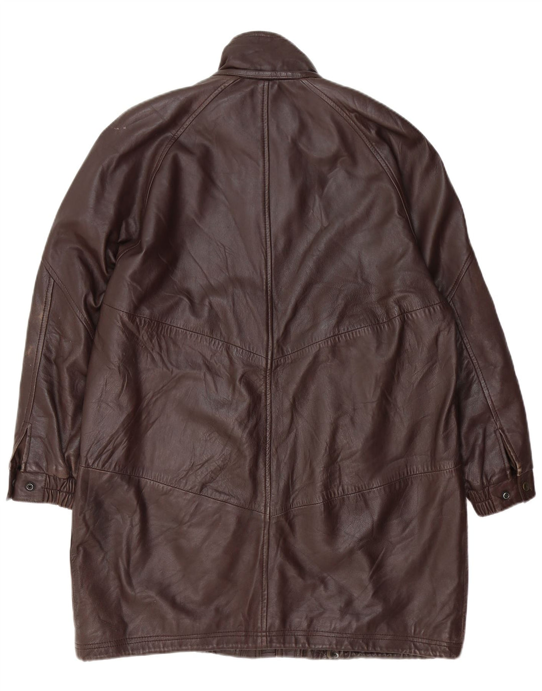 Cappotto oversize in pelle da donna VINTAGE EU 40 in pelle marrone medio