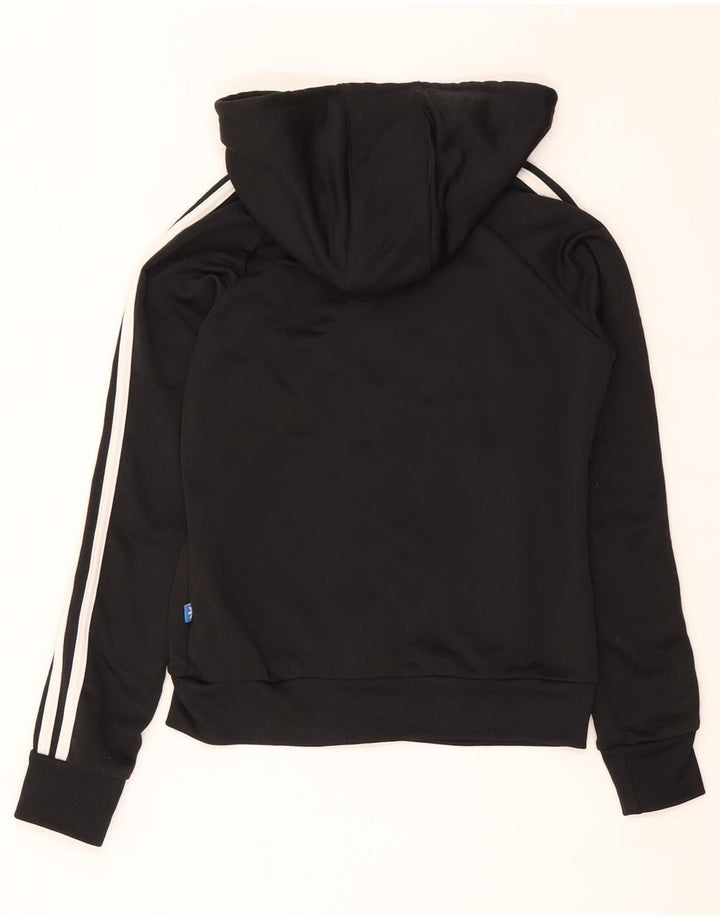 Maglione con cappuccio e zip da donna Adidas UK 8 piccolo poliestere nero